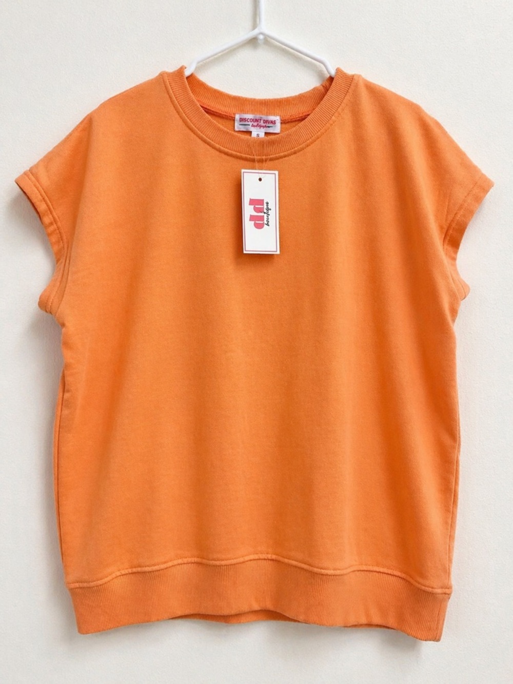 Bright Orange Sleeveless Sweatshirt - Tagged